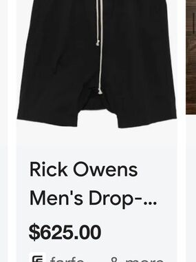 Original Authentic Rick Owens Men’s Drop-Crotch shorts. Made in Italy.